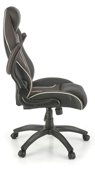 Scaun de birou HAMLET, negru/gri, piele ecologica, 65x70x117 cm