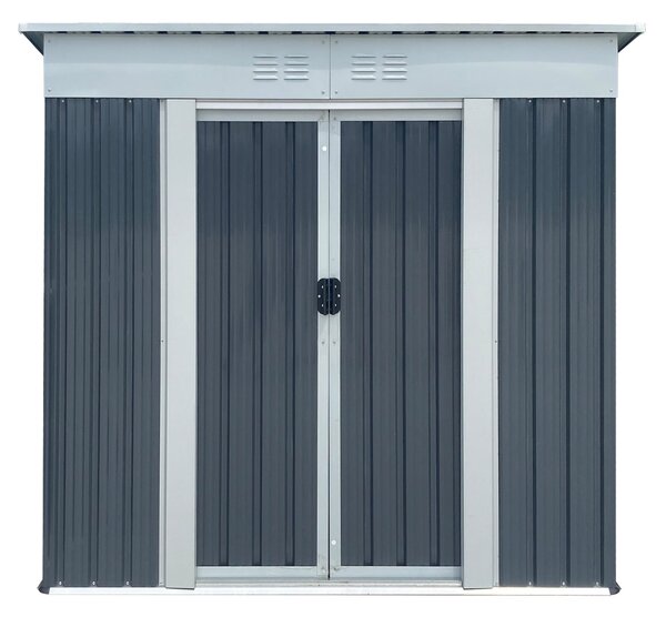 Magazie de Grădină din Oțel Galvanizat, Uși Duble Glisante, 179,3 x 126,5 x 179,7 cm, Gri Antracit
