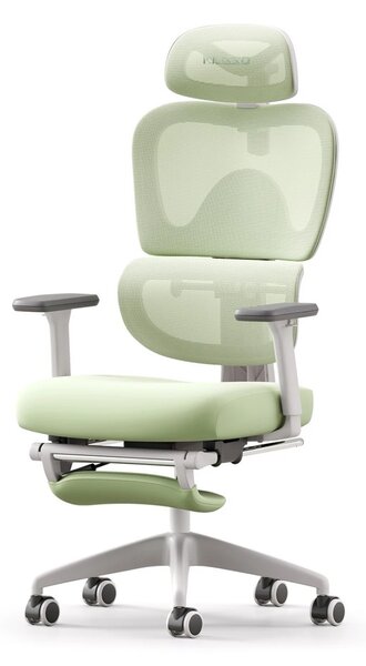 Scaun ergonomic MUSSO E600SE ADAPTIVE, șezut translatabil, cotiere 3D, suport lombar adaptiv, suport picioare, mecanism multifunctional inclinare/blocare, pivotant, Mesh, Verde