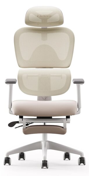 Scaun ergonomic MUSSO E600SE ADAPTIVE, șezut translatabil, cotiere 3D, suport lombar adaptiv, suport picioare, mecanism multifunctional inclinare/blocare, pivotant, Mesh, Bej