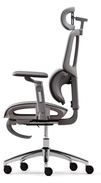 Scaun ergonomic MUSSO H80 PRO, șezut translatabil, cotiere 6D, suport lombar dinamic, spătar reglabil înălțime, tetieră 3D, suport picioare, mecanism multifunctional inclinare/blocare, pivotant, Mesh, Gri