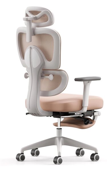 Scaun ergonomic MUSSO E600SE ADAPTIVE, șezut translatabil, cotiere 3D, suport lombar adaptiv, suport picioare, mecanism multifunctional inclinare/blocare, pivotant, Mesh, Roz