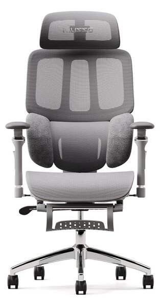 Scaun ergonomic MUSSO H80 PRO, șezut translatabil, cotiere 6D, suport lombar dinamic, spătar reglabil înălțime, tetieră 3D, suport picioare, mecanism multifunctional inclinare/blocare, pivotant, Mesh, Gri