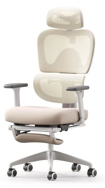 Scaun ergonomic MUSSO E600SE ADAPTIVE, șezut translatabil, cotiere 3D, suport lombar adaptiv, suport picioare, mecanism multifunctional inclinare/blocare, pivotant, Mesh, Bej