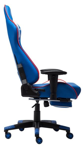 NOKAXUS Scaun gaming, ergonomic, pernă lombară cu masaj, suport pentru picioare, piele PU respirabila, cotiere reglabile, rezistent 150 kg, Albastru