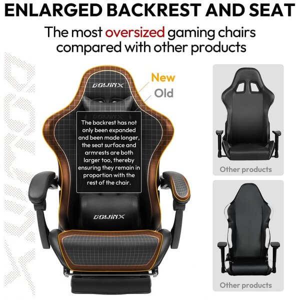 DOWINX Scaun gaming, ergonomic, suport lombar cu masaj, spătar rabatabil, tetieră, suport pentru picioare, rezistent 150 kg, piele PU, Negru/Rosu
