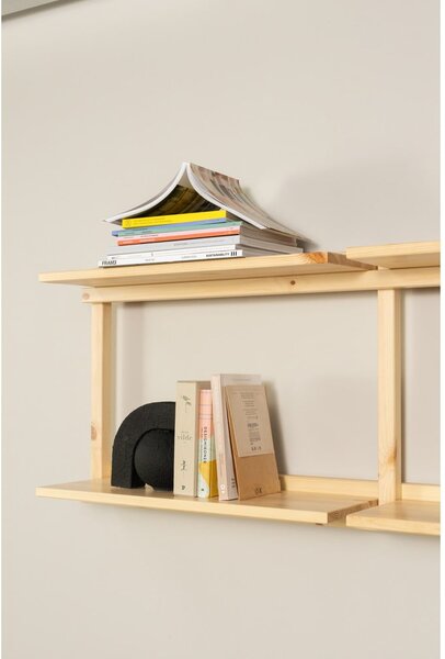 Bibliotecă de perete în culoare naturală din lemn de pin 192x47,5 cm Groove – Karup Design