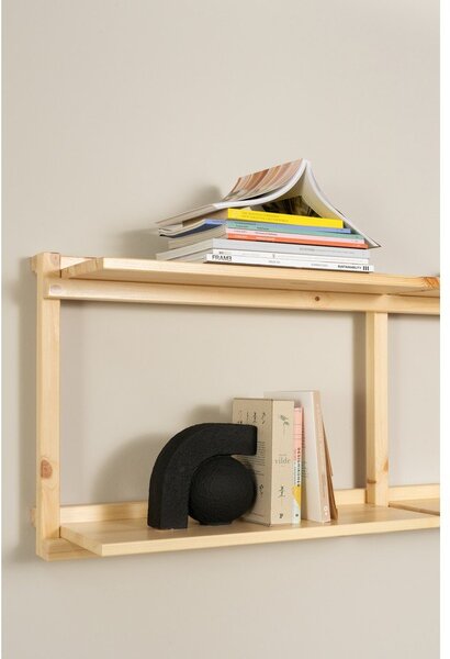 Bibliotecă de perete în culoare naturală din lemn de pin 192x47,5 cm Groove – Karup Design