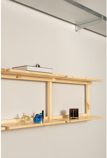 Bibliotecă de perete în culoare naturală din lemn de pin 192x47,5 cm Groove – Karup Design