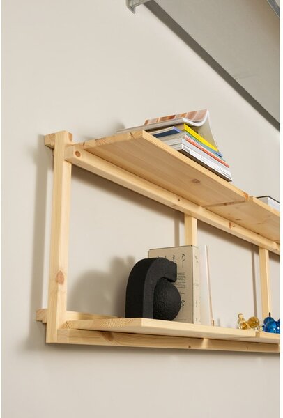 Bibliotecă de perete în culoare naturală din lemn de pin 192x47,5 cm Groove – Karup Design
