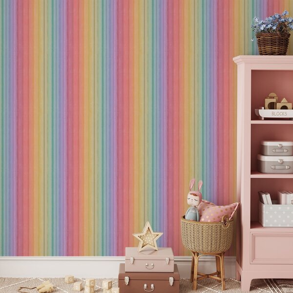 Tapet Dungi curcubeu cu accente de culoare expresive, Tapet geometrie, Tapet dungi, a00553 : Uwalls.ro
