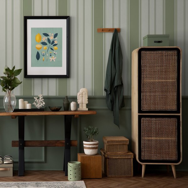 Tapet Fond crem cu dungi largi verde deschis, Tapet geometrie, Tapet dungi, a00561 : Uwalls.ro