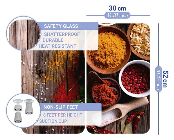 Set 2 protecții din sticlă pentru aragaz Wenko Spices, 52 x 30 cm