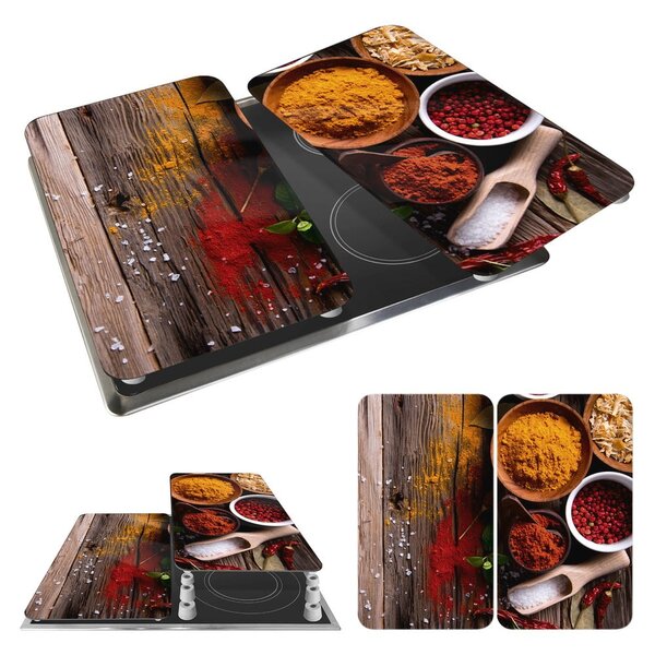 Set 2 protecții din sticlă pentru aragaz Wenko Spices, 52 x 30 cm
