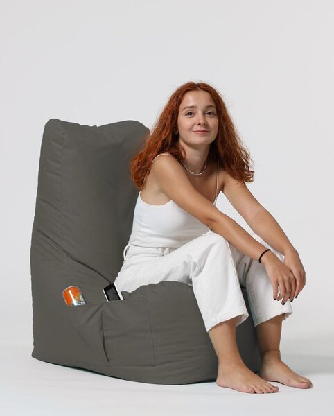Fotoliu puf DIAMOND, poliester, gri, 60×90×35 cm