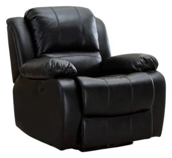 Fotoliu Masaj si Incalzire, Recliner, suport picioare extensibil, Air PU Premium, Negru