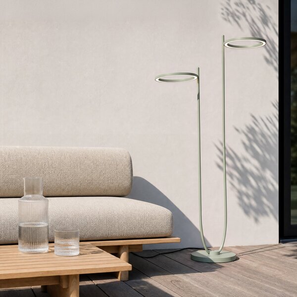 Lucande Lampa de exterior cu LED Sylvara, verde, CCT, 2 becuri, reglabil, Verde, Metal, Design