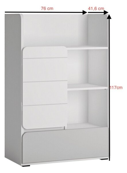 Comoda ALBI, alb, PAL laminat, 76x42x117 cm