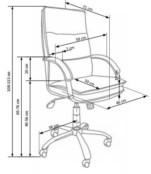 Scaun de birou STANLEY, negru, piele ecologica, 59x71x108/115 cm