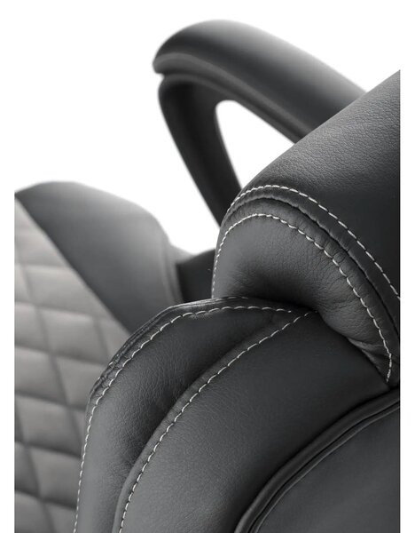 Scaun birou GANDALF, gri/negru, piele ecologica, 65x73x113/120 cm