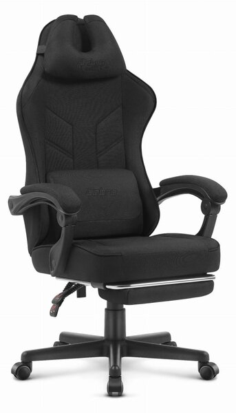 Scaun gaming CABRO C504 cu tapițerie din țesătură și suport pentru picioare, capacitate de până la 150 kg, negru