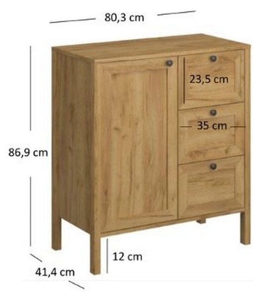 Comoda KLARK, stejar auriu, PAL/MDF, 81x42x87 cm