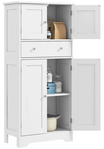HOMCOM Armoire de cuisine buffet cuisine cu placarde, rafturi reglabile, sertar, 60 x 30 x 128 cm, alb | Aosom Romania