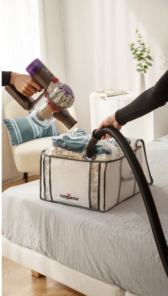 Cutie de depozitare pentru haine din material textil cu vacuum/cu pereți întăriți 42x25x25 cm Life – Compactor