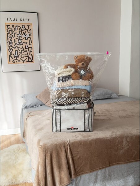 Cutie de depozitare pentru haine din material textil cu vacuum/cu pereți întăriți 42x25x25 cm Life – Compactor