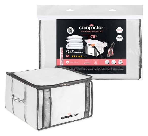 Cutie de depozitare pentru haine din material textil cu vacuum/cu pereți întăriți 42x25x25 cm Life – Compactor
