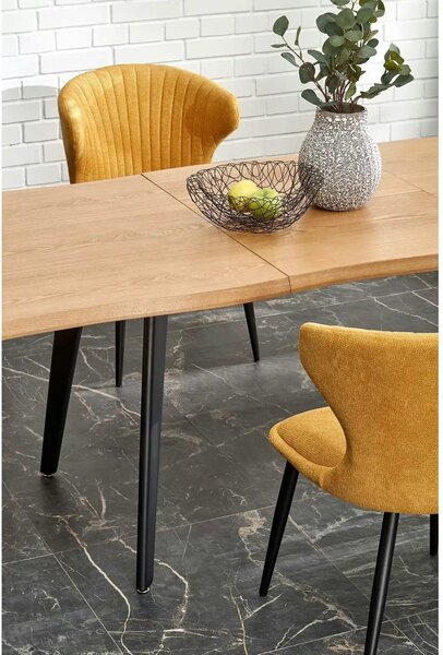 Masa extensibila bucatarie DICKSON, stejar miere/negru, 150/210x90x75