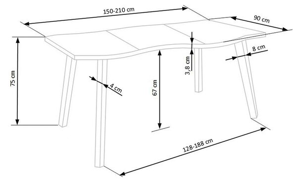 Masa extensibila bucatarie DICKSON, stejar miere/negru, 150/210x90x75