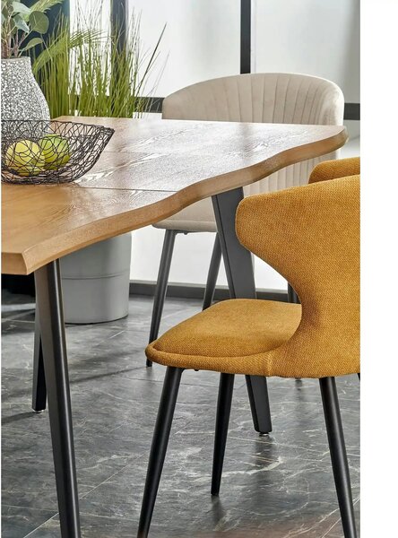 Masa extensibila bucatarie DICKSON, stejar miere/negru, 150/210x90x75