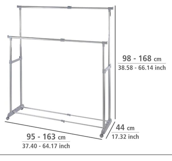 Suport de haine mobil telescopic din metal gri Twin - Wenko