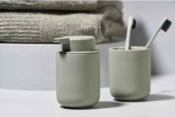 Perie din ceramică pentru toaletă Zone Eucalyptus, gri verde