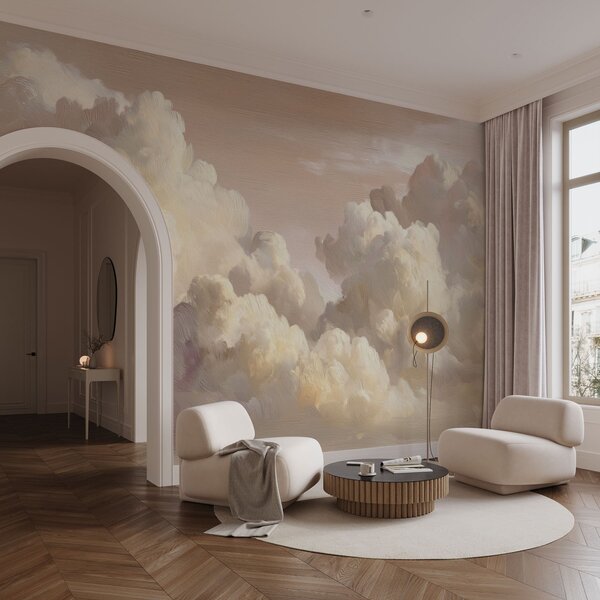 Tapet Nori în lumina caldă roz pastel, Fototapet Cer, w04550v1 : Uwalls.ro