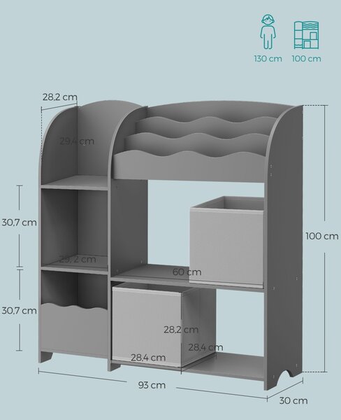 Raft pentru depozitare jucarii Songmics Gri 93x30x100 cm