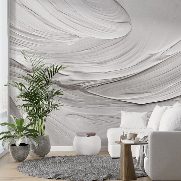 Tapet Imitare de tușe abstracte de vopsea albă texturată cu un model învolburat, compoziție modernă neutră,, Fototapet Abstract, w09394 : Uwalls.ro