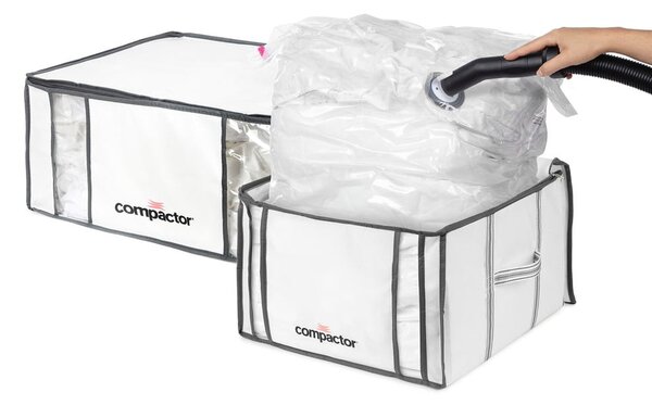 Cutii de depozitare pentru haine 2 buc. din material textil cu vacuum/cu pereți întăriți 65x45x27 cm Life – Compactor