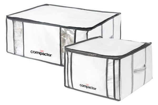 Cutii de depozitare pentru haine 2 buc. din material textil cu vacuum/cu pereți întăriți 65x45x27 cm Life – Compactor