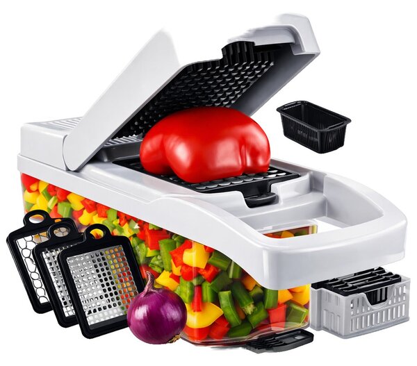 Tocător manual de legume cu 15 accesorii și recipient colector