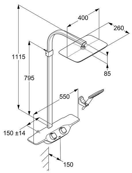 Kludi Cockpit set de duș perete cu termostat crom 8020091-00