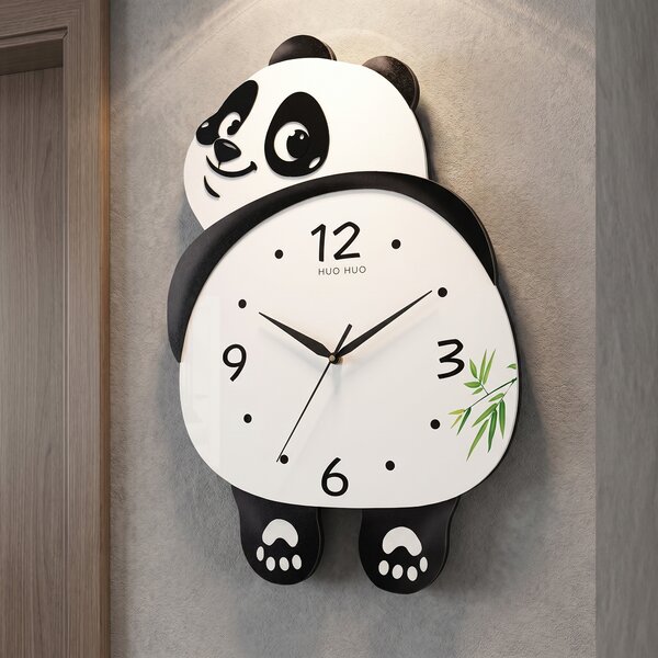 Ceas de perete Panda, cu cadran alb și pendul în formă de lăbuțe