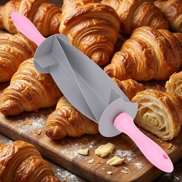 Rolă pentru tăiat aluat în triunghiuri, pentru cornulețe și croissante, cu mânere