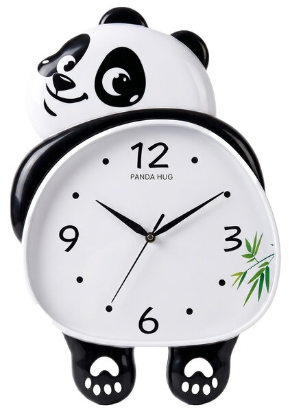 Ceas de perete Panda, cu cadran alb și pendul în formă de lăbuțe