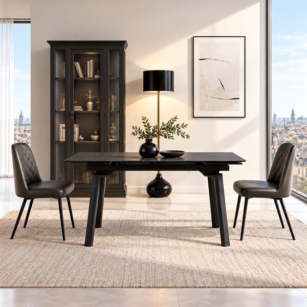 Masă ceramică Sonic BLACK, 140 cm/80 cm și 2 extensii 30 cm