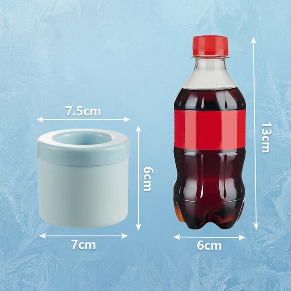Formă din silicon pentru gheață cu tub interior, cilindru 7,5 x 6 cm, albastru deschis