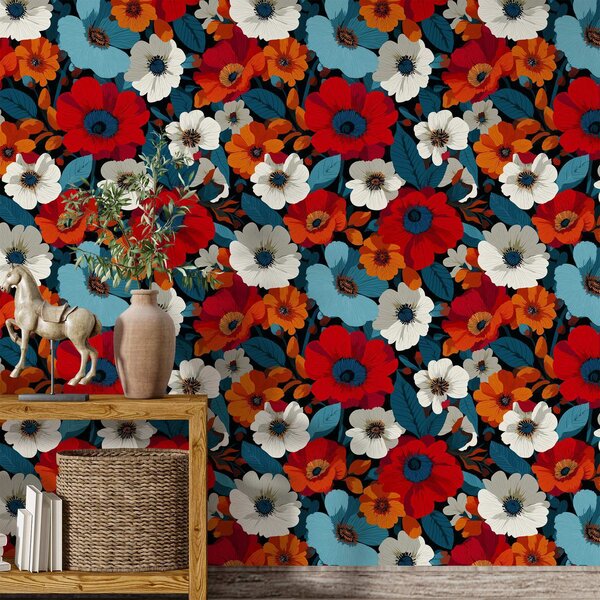 Tapet Flori multicolore, Tapet flori, a00542 : Uwalls.ro