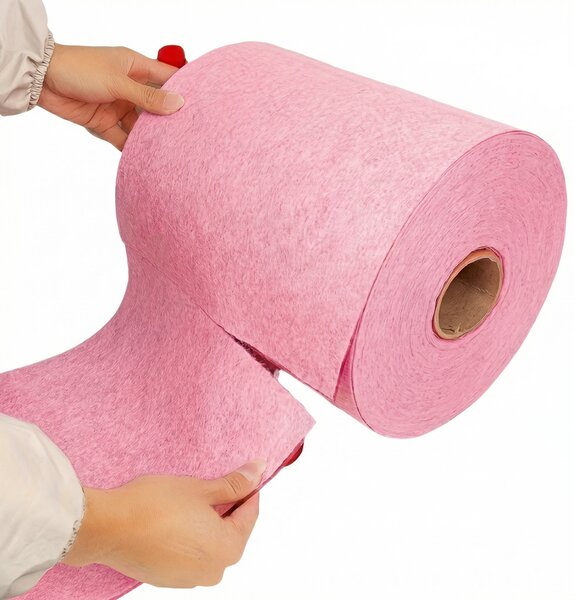 Rolă de 20 de prosoape din microfibră reutilizabile, 20 x 20 cm, cu linie de rupere, roz