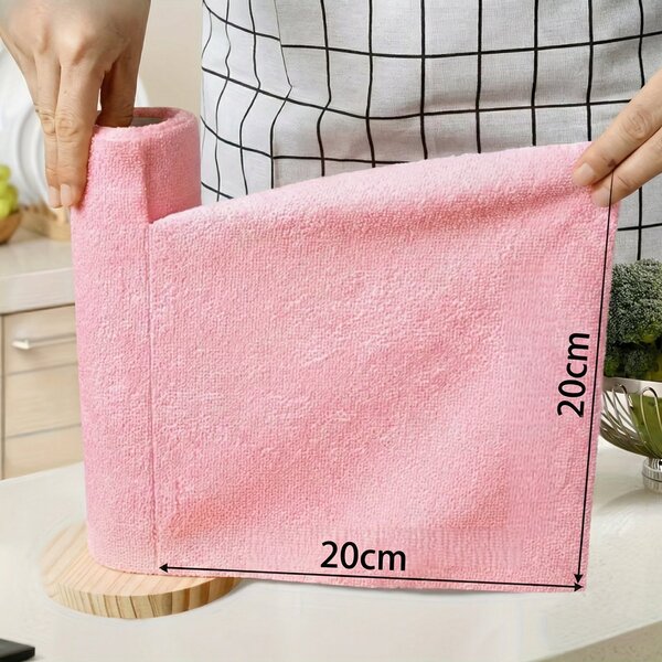 Rolă de 20 de prosoape din microfibră reutilizabile, 20 x 20 cm, cu linie de rupere, roz